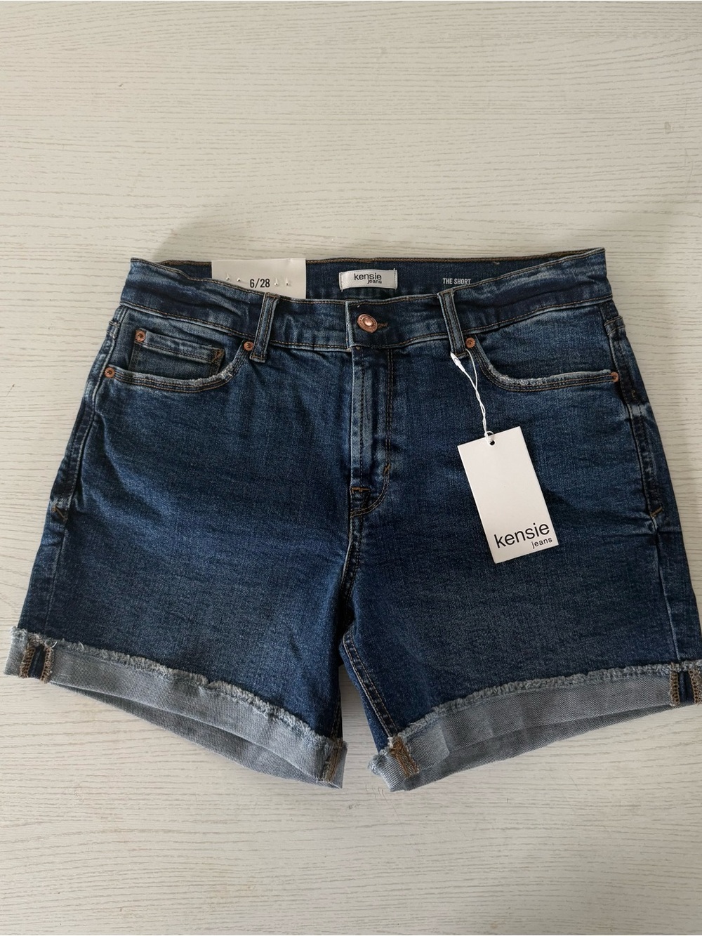 NWT Kensie Blue Denim Roll-Cuff Shorts